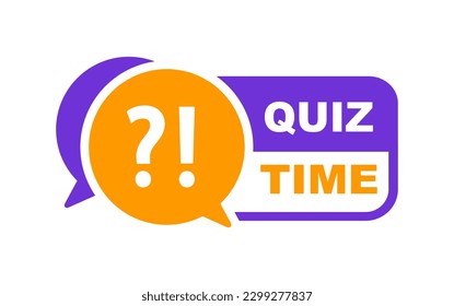 Quiz time logo. Quiz label with question mark. Quiz emblem for business, marketing and advertising. Vector illustration.