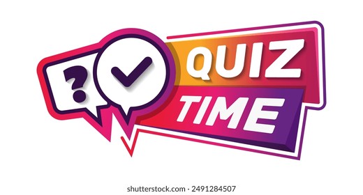 Quiz time logo. Quiz time label with question mark. Quiz time emblem for business, marketing and advertising. Vector illustration.
