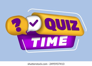 Quiz time logo. Quiz time label with question mark. Quiz time emblem for business, marketing and advertising.
