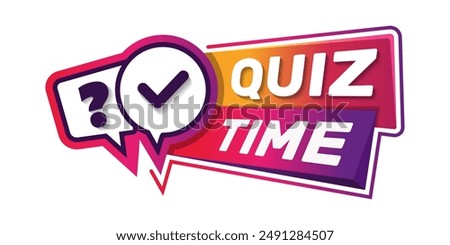 Quiz time logo. Quiz time label with question mark. Quiz time emblem for business, marketing and advertising. Vector illustration.
