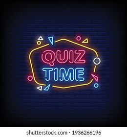 Quiz Time Neon Signs Style Text Vector