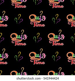 Quiz time. Seamless pattern. Vector background.