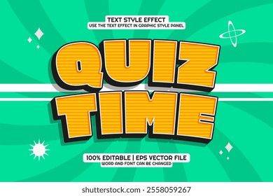 Quiz Time Text Effect Editable 3d Cartoon Style