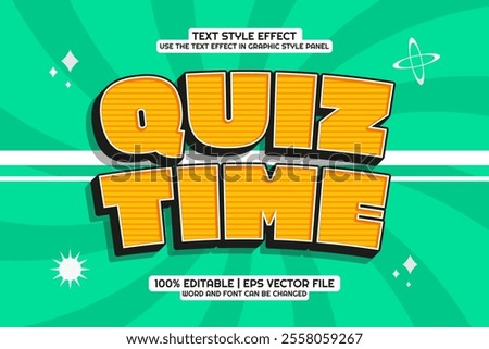Quiz Time Text Effect Editable 3d Cartoon Style