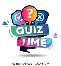 Quiz time text warning and information sign. Quiz time logo. Quiz time emblem for business, marketing and advertising. Vector illustration.