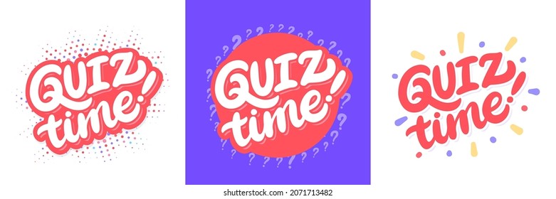 Quiz Time. Vector Lettering Banners Set.