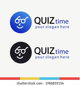 Quiz Time Vector Symbol With Smart Face For Competition, Exam, Science Show, Kids Game, Interview. Quiz Icon. Answer Question Sign. Illustration 10 Eps