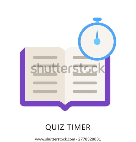 Quiz Timer Flat Color Icon, Mini Illustration For Modern Concept, Ui, Ux Web And App Development. Related To Education, Learning Management System.