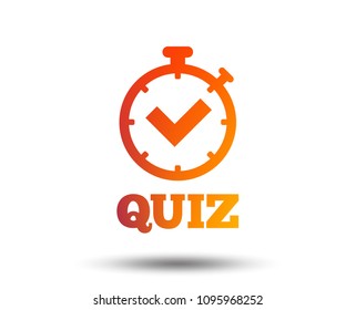 Quiz timer sign icon. Questions and answers game symbol. Blurred gradient design element. Vivid graphic flat icon. Vector