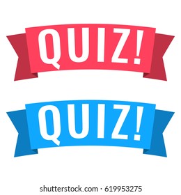 Quiz. Vector flat illustration ribbon icon on white background.