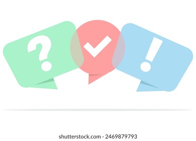 Quiz vector logo concept, questionnaire icon, poll sign, flat bubble speech symbol, social communication concept, chat, interview, voting, discussion, talk, team dialogue, group chat.