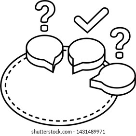 Quiz. Vector outline icon isolated on white background.