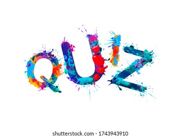 Quiz. Vector word of colorful splash paint letters