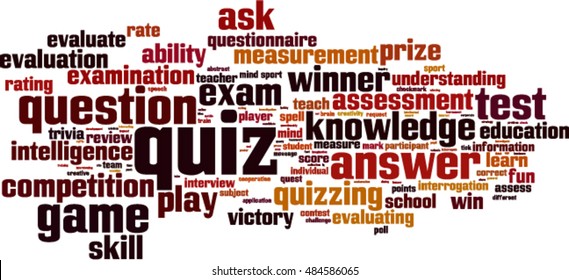 Quiz word cloud concept. Vector illustration