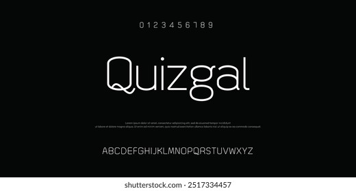 Quizgal creative modern alphabet. Typography with modern regular and number. minimalist style fonts set. vector illustration