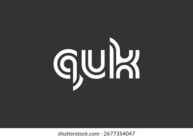 QUK Creative Unique Modern Letter Logo Design. Elegant Monogram Logo Design with Decorative Elements and Typography
