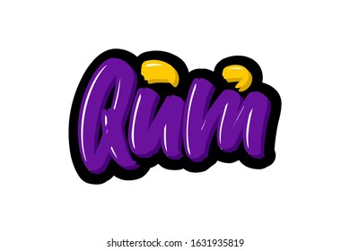 Qum city logo text. Vector illustration of hand drawn lettering on white background