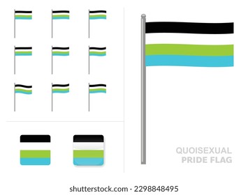 Quoisexual Pride Flag Waving Animation App Icon Vector