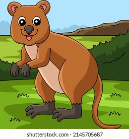 Quokka Animal Colored Cartoon Illustration