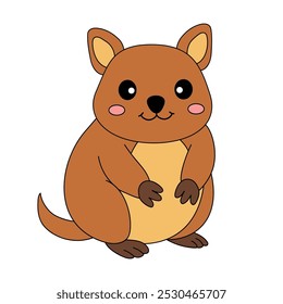 Quokka Malvorlagen für Kinder. Spur und Farbe Quokka. Nette Quokka Tier Karteikarte für Kinder Vektorgrafik. Buchstaben Q ist für Quokka. Kindergarten- und Vorschularbeitsblätter für Kinder druckbar.