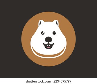 Quokka Head Animal Portrait Cute Sweet Funny Child Friendly Mascot Illustration Vector Logo Design