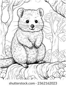 quokka jungle coloring page for adults