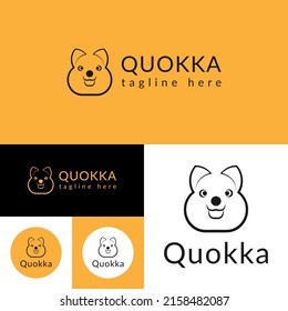 Quokka pictorial Logo.Animal Logo Template.Vector Illustration.Black And White color.