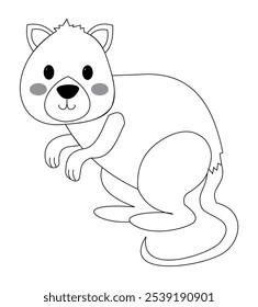 Quokka Vector, Quokka arte de línea, Quokka dibujo, Quokka página para colorear