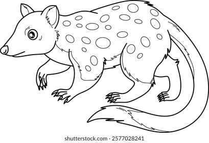 Quoll cartoon line art for coloring book pages