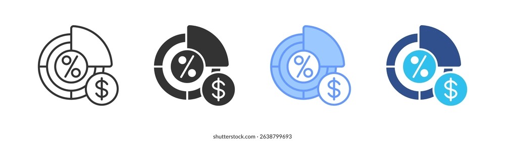Quota Multi Style Icon Set Vector