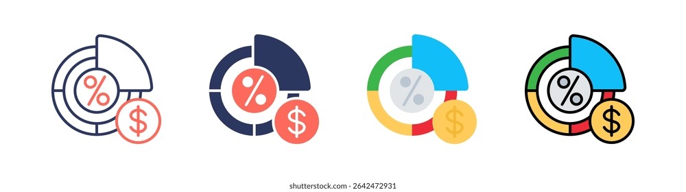 Quota Multi Style Icon Set Vector