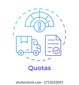 Quotas blue gradient concept icon. Supply chain, logistics management. Distribution control. Round shape line illustration. Abstract idea. Graphic design. Easy to use article, brochure