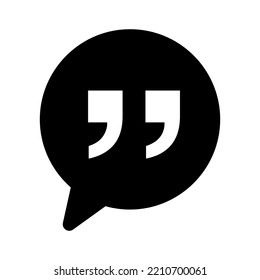 Quotation balloon silhouette icon. Mention. Vector.