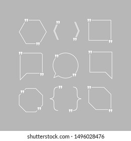 Quotation blank template in quotes isolated on gray. Creative banner illustration with blank quotation frame with quotes. Minimalistic modern empty template typography design for wisdom or motivation