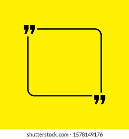 Quotation blank template in quotes isolated on Yellow. Creative banner illustration with blank quotation frame with quotes Minimalistic modern empty template typography design for wisdom or motivation