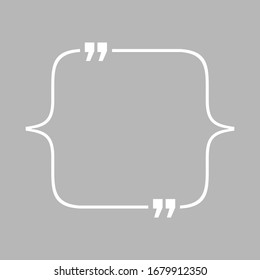 Quotation blank template in quotes isolated on gray. Creative banner illustration with blank quotation frame with quotes. Minimalistic modern empty template typography design for wisdom or motivation