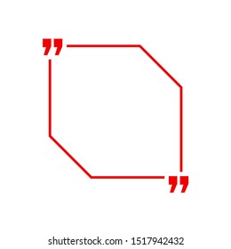 Quotation blank template in red quotes isolated on White. Creative banner illustration with blank quotation frame with quotes. Minimalistic modern empty template typography design wisdom or motivation