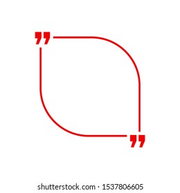 Quotation blank template in red quotes isolated on White. Creative banner illustration with blank quotation frame with quotes. Minimalistic modern empty template typography design wisdom or motivation