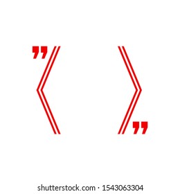 Quotation blank template in red quotes isolated on White. Creative banner illustration with blank quotation frame with quotes. Minimalistic modern empty template typography design wisdom or motivation