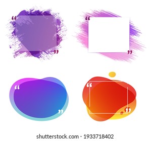 Quotation or comment bubble speech for text message frame vector print design in abstract shapes and grunge old style templates, quote or citation creative card or poster motivational cover 