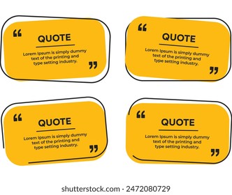Quotation or Comment text box frame in different style with quote marks vector illustration set