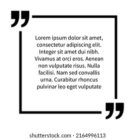 Quotation frame. Square box template. Paragraph citation