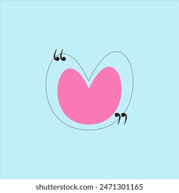 Quotation heart shape frames vector illustration. Textbox sign for talk and motivation ideas