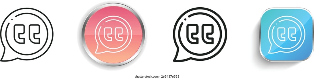 quotation icon. Thin Linear, Regular and Button Style Design Isolated On White Background
