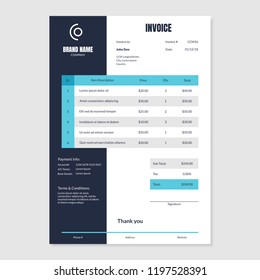 Quotation Invoice Layout Template Paper Sheet Include Of Accounting, Price, Tax And Quantity. Vector Illustration Of Finance Document