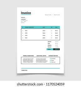 Quotation Invoice Template. Paper Bill Form Vector Design. Illustration Of Invoice Calculation Shipping And Tax, Payable Bookkeeping