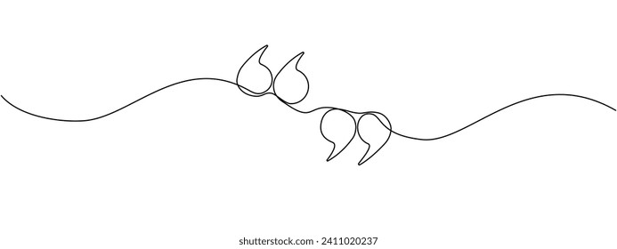 Quotation mark in continuous one line drawing. One continuous line of a quote mark drawing. Vector illustration