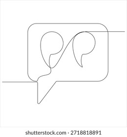 Aspas na ilustração de vetor de desenho de uma linha contínua