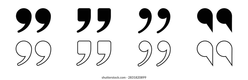 quotation mark double quote icon set vector. Quotation mark icon set. 
