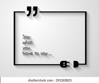 Quotation Mark Frame with Flat style and space for text. Modern template layout for phrases citation, famous quotations, ideas, advertising, printed material and so on.